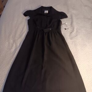 Suzi Chin Women 2 Black Cap Sleeve Dark Academia Preppy Minimalist Office Dress